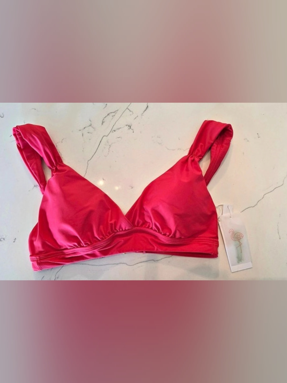 Mimi Flamingo Sonny Midkini Swim Bikini Top Red Women's Size 6